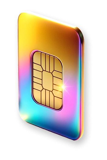 Golden 3D hand holding a modern smartphone with a glowing, colorful screen.